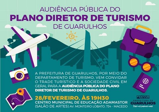 Audiência pública do Plano Diretor de Turismo acontece nesta quarta-feira