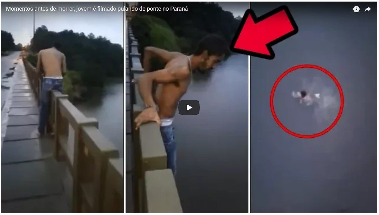 Rapaz é filmado pulando de ponte no Paraná momento antes de morrer