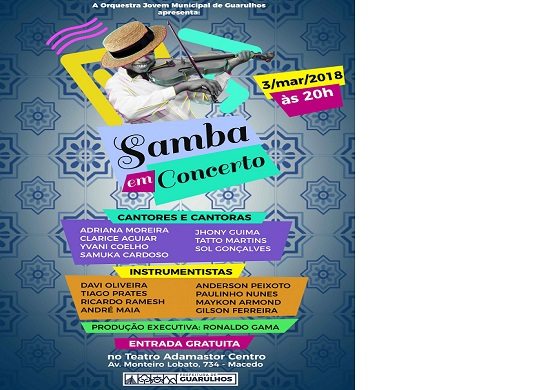 Orquestra Jovem apresenta Samba em Concerto neste sábado no Adamastor