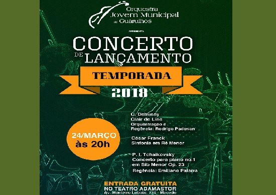 Orquestra Jovem Municipal abre temporada 2018 neste sábado, no Adamastor