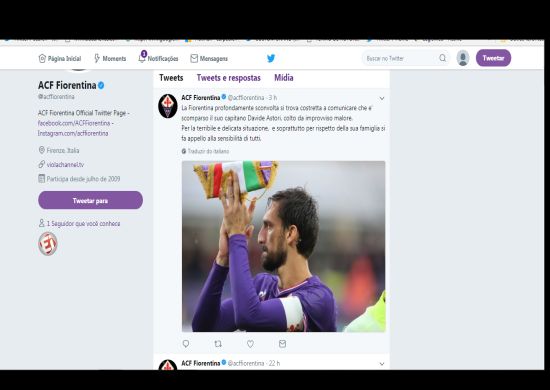 Morreu Davide Astori, capitão da Fiorentina. Foi encontrado morto num hotel
