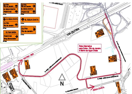 Sinalizada nova alternativa no Trevo de Bonsucesso para Água Chata e Via Dutra sentido Rio