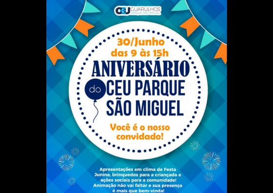 CEU Parque São Miguel comemora o 6º aniversário neste sábado(30)