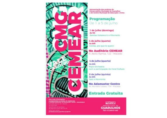 Grupos do Conservatório se apresentam no Cemear e no Adamastor