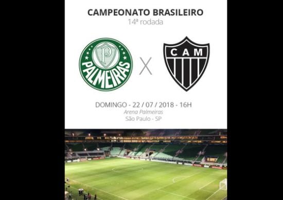 Arena Palmeirense recebe Palmeiras e Atlético-MG pelo brasileirão