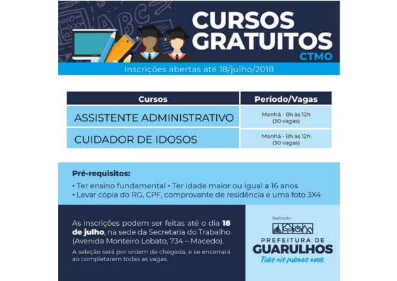 Secretaria do Trabalho abre vagas para mais dois cursos do CTMO
