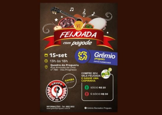 Grêmio Recreativo Proguaru organiza VI Feijoada com Pagode