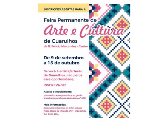 Inscrições para Feira Permanente de Arte e Cultura vão até 15 de outubro