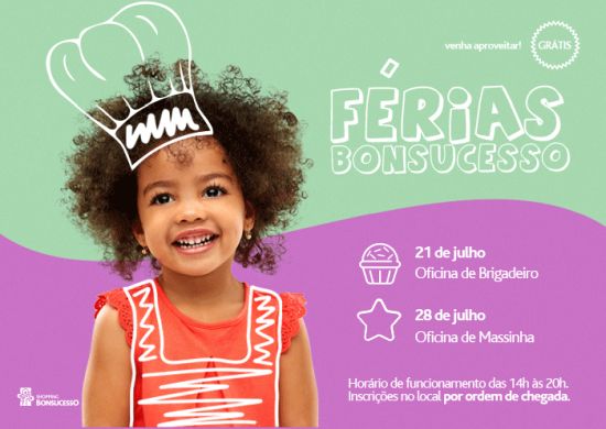 Oficinas de brigadeiro e massinha animam programação de férias do Shopping Bonsucesso