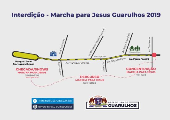 Região central terá interdições neste sábado para Marcha para Jesus