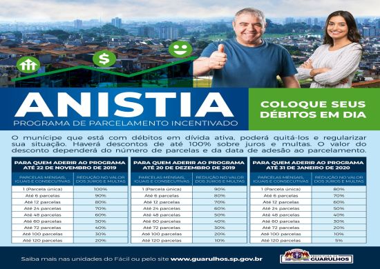Anistia de multa e juros sobre débitos com a cidade já está valendo