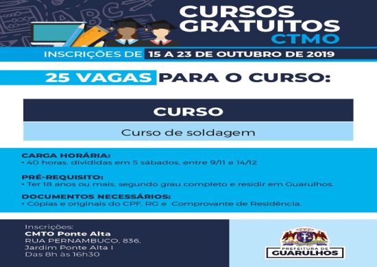 Guarulhos abre 25 vagas para curso de soldagem