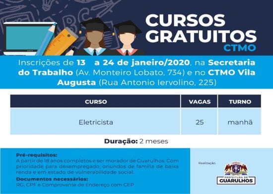 Guarulhos recebe inscrições para curso de eletricista a partir de segunda-feira