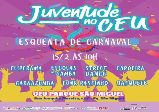 Juventude no CEU promove esquenta de carnaval neste sábado