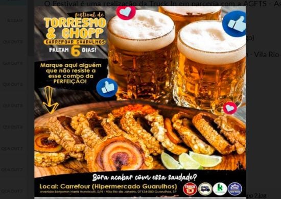 Festival do Torresmo & Chopp  no Carrefour Guarulhos começa dia 14 de outubro