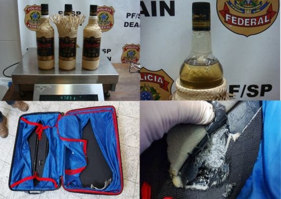 PF apreende droga dentro de garrafas de cachaça em Guarulhos
