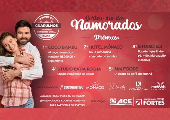 Com parceria de associados, ACE-Guarulhos sorteia prêmios a casais no Mês dos Namorados