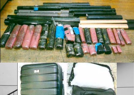 PF apreende droga dentro de travesseiros e puxadores de malas​ em Guarulhos