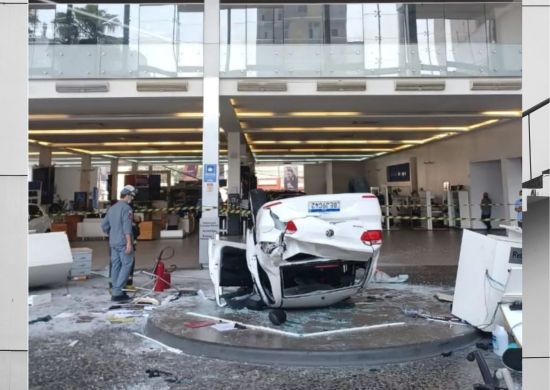 Queda de carro dentro de concessionária atinge recepção e deixa três feridos no Centro de SP