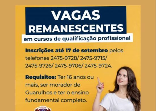 Inscrições para 149 vagas em cursos de qualificação profissional terminam sexta-feira