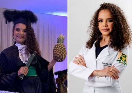 Filha leva abacaxi para colação de grau em homenagem aos pais