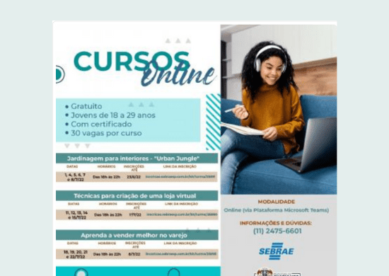 Parceria da Prefeitura com o Sebrae oferece cursos gratuitos online para jovens
