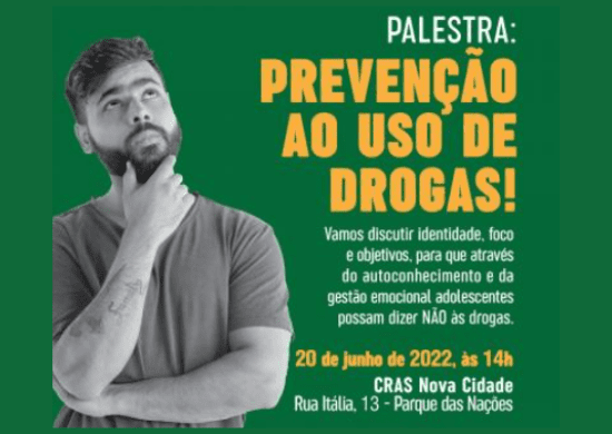 Palestra no Cras Nova Cidade abordará prevenção ao uso de drogas