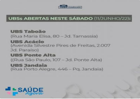Programa Saúde Agora abre quatro UBS no segundo sábado de junho
