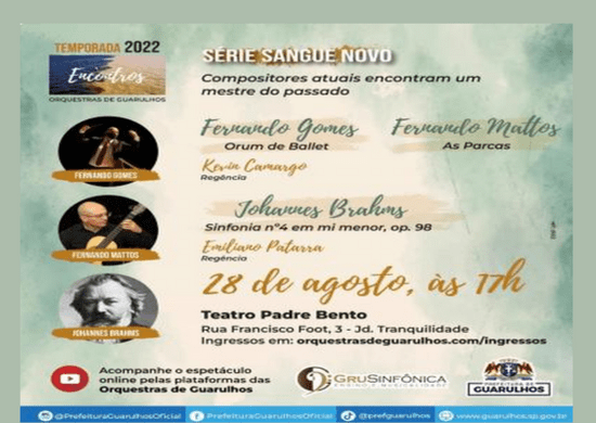 Concerto da GRU Sinfônica promove encontro de obras de compositores brasileiros