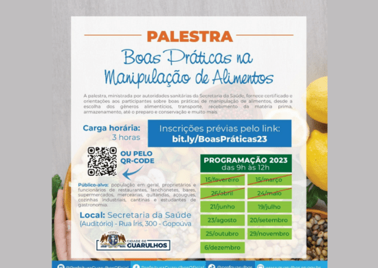Prefeitura abre inscrições para a capacitação Boas Práticas na Manipulação de Alimentos