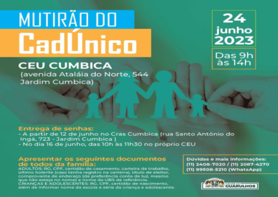 Mutirão do CadÚnico no CEU Cumbica ainda possui senhas disponíveis