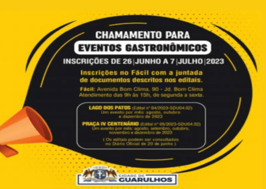 Prefeitura de Guarulhos abre chamamento para organização de eventos gastronômicos em espaços públicos
