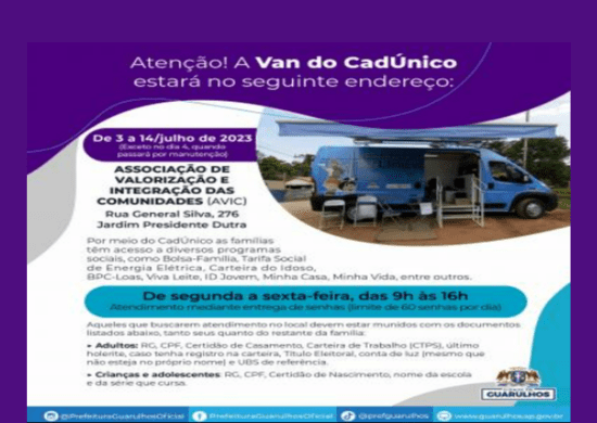Van do CadÚnico atenderá no Jardim Presidente Dutra por duas semanas