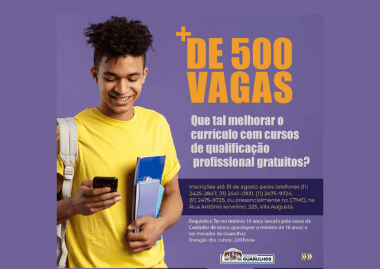 Guarulhos abre mais 565 vagas em cursos gratuitos de qualificação profissional