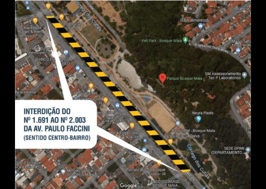 Trecho da avenida Paulo Faccini será transformado em via de lazer em projeto experimental da Prefeitura