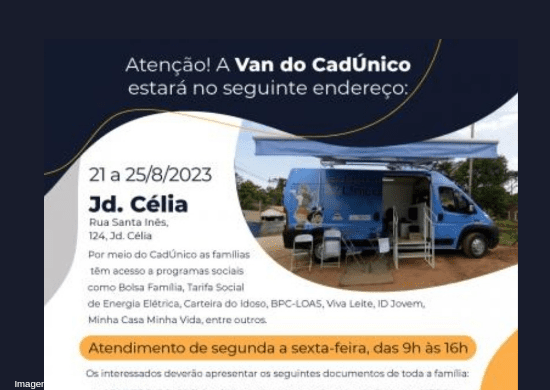 Jardim Célia recebe a Van do CadÚnico de 21 a 25 de agosto