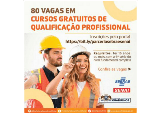 Cursos de qualificação profissional gratuitos têm 80 vagas abertas em Guarulhos