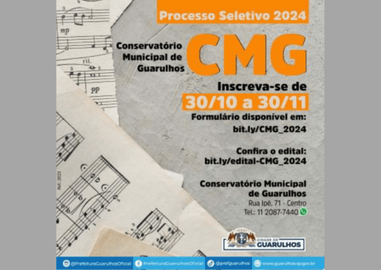 Inscrições para cursos de música do Conservatório de Guarulhos seguem até o final de novembro