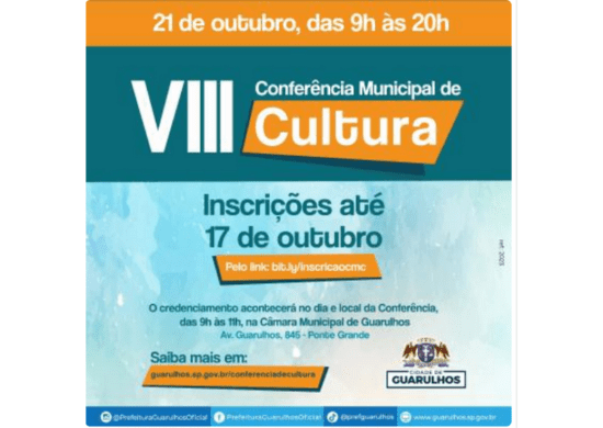 Inscrições para a VIII Conferência Municipal de Cultura seguem até terça-feira