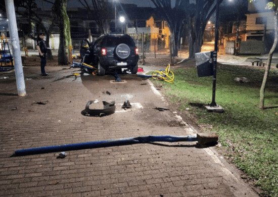 GCM apreende homem por acidente de trânsito com danos ao patrimônio público