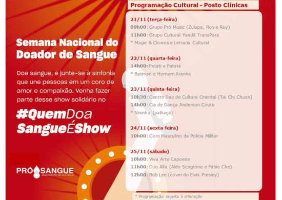 Pró-Sangue promove Semana do Doador com mix de atrações e surpresas