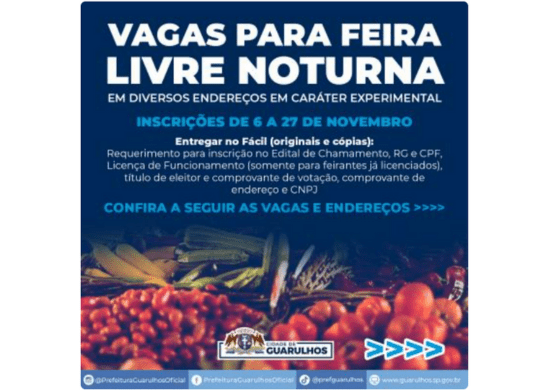 Prefeitura abre inscrições para feiras noturnas em sete endereços FacebookTwitterWhatsApp