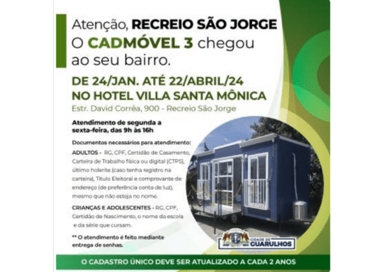 Recreio São Jorge recebe o CadMóvel a partir de quarta-feira