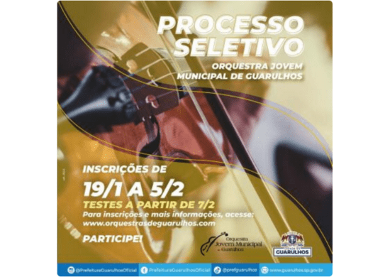 Processo seletivo para a Orquestra Jovem de Guarulhos recebe inscrições até segunda-feira