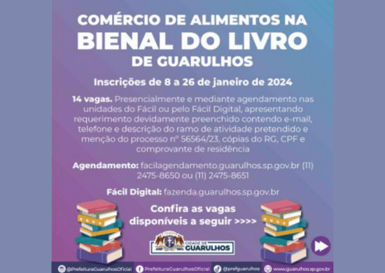 Inscrições para o comércio de alimentos na Bienal do Livro de Guarulhos vão até o dia 26