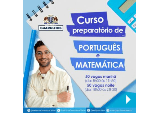 Curso preparatório de português e matemática recebe inscrições até 2 de fevereiro em Guarulhos