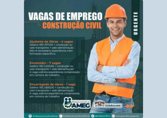 Agência Municipal de Empregos anuncia oportunidades na área da construção civil