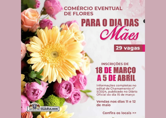 Prefeitura abre inscrições para o comércio de flores no Dia das Mães