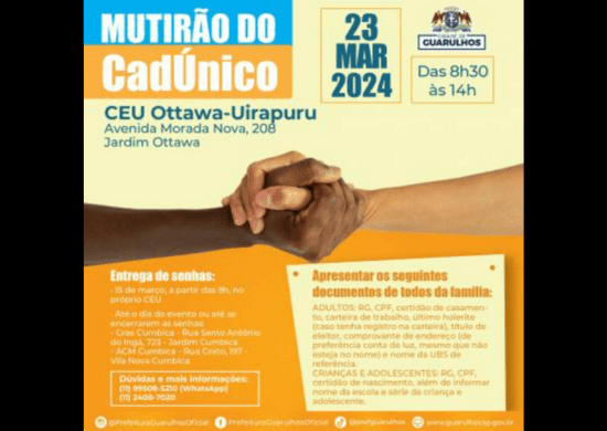 CEU Ottawa-Uirapuru receberá o mutirão do CadÚnico no próximo dia 23
