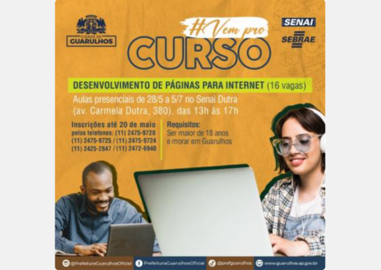Curso gratuito de desenvolvimento de páginas para internet tem inscrições abertas